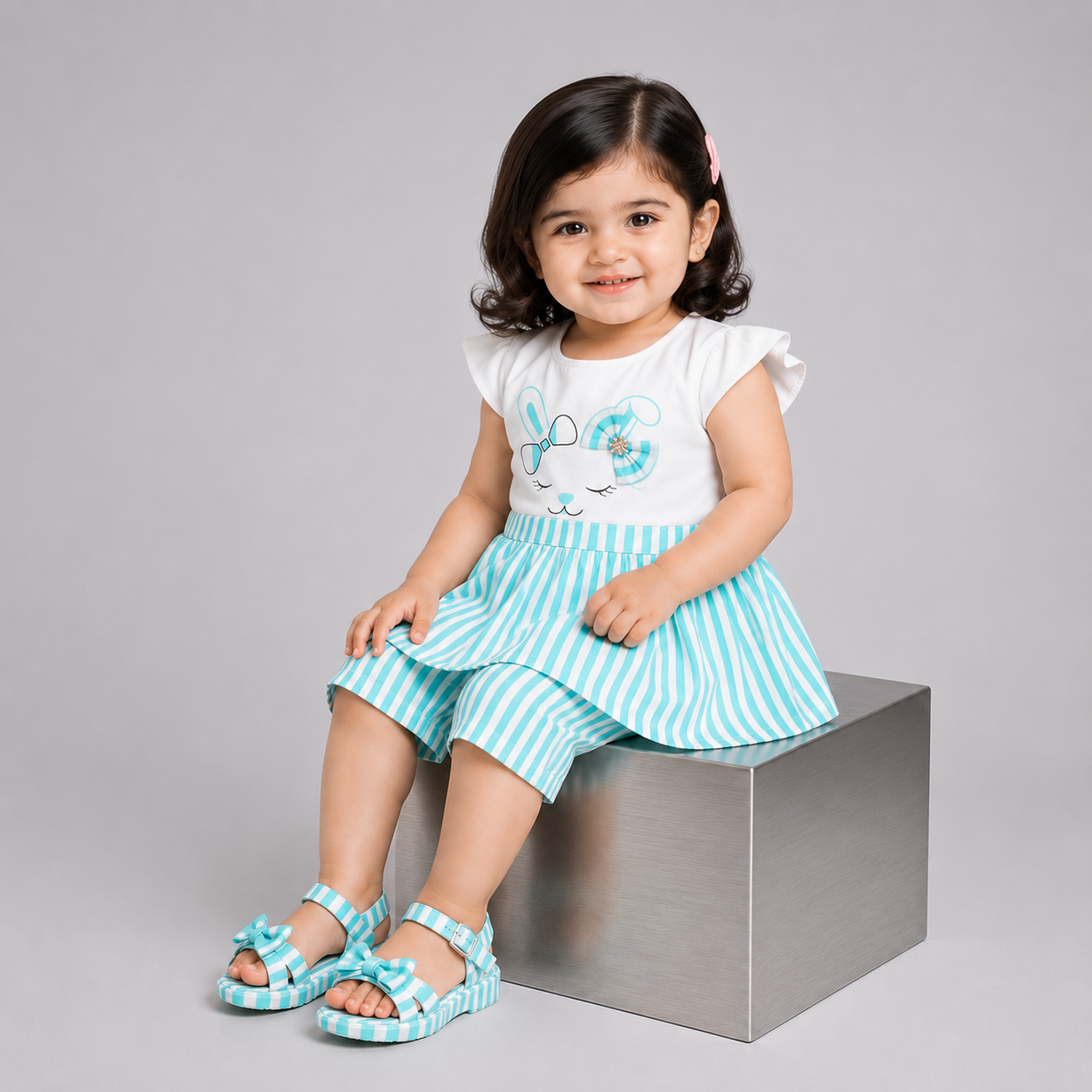 Cute Bunny Print Soft Cotton 2 Piece Outfit for Baby Girls | Lamtar kids