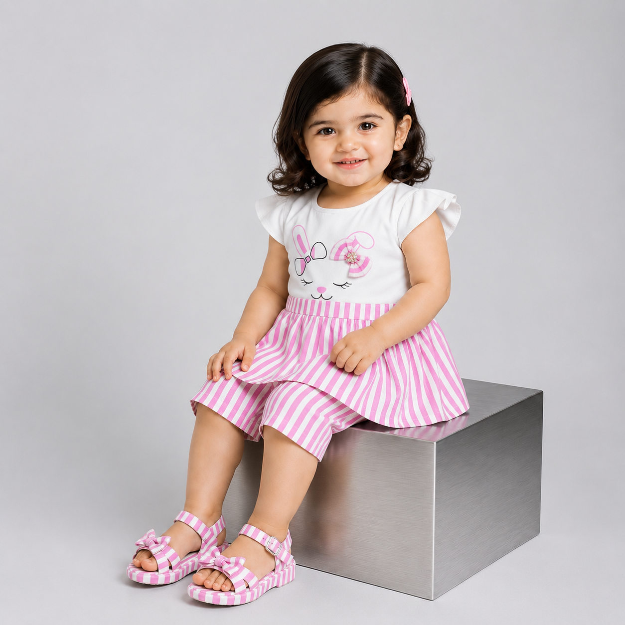 Cute Bunny Print Soft Cotton 2 Piece Outfit for Baby Girls | Lamtar kids