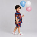 Red Graphic Linen Boys 2 Piece Summer Outfit 1 To 4 Years | Lamtar Kids