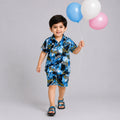 Blue Graphic Printed Linen Boys Co-Ord Set 1 To 4 Years | Lamtar Kids