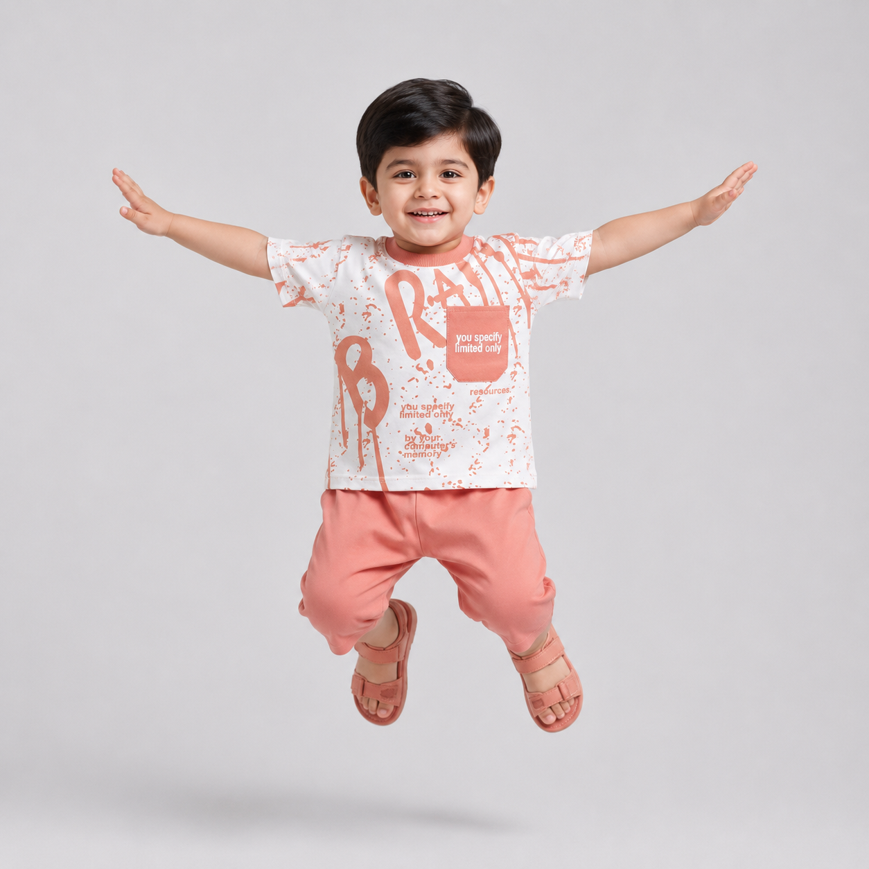 Boys Peach Jersey 2 Piece Summer Suit | 1–4 Years | Lamtar Kids