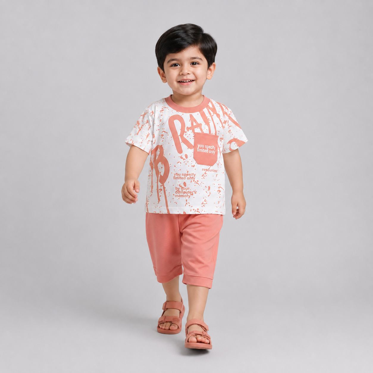 Boys Peach Jersey 2 Piece Summer Suit | 1–4 Years | Lamtar Kids
