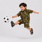 Boys Printed Linen Shirt & Shorts Set – Olive Green Kids Dress | Lamtar Kids