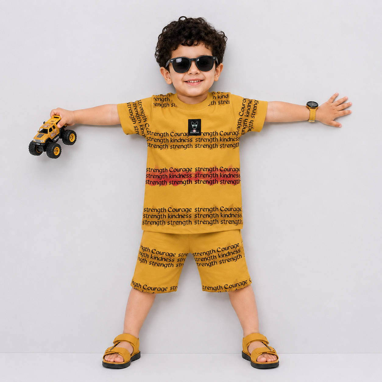 Boys Jersey Strength Short Suit – Mustard | Lamtar Kids