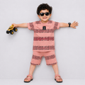 Boys Peach Jersey Short Suit – Kids Summer Outfit | Lamtar Kids
