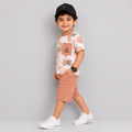 Boys Jersey Printed Short Suit – Peach White | Lamtar Kids