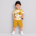 Boys Jersey Printed Short Suit – Mustard White | Lamtar Kids