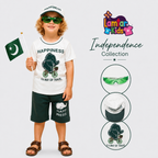 Boys Malai Jersey Independence Outfit – White Green Kids Summer Set | Lamtar Kids