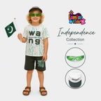 Boys Jersey Independence Outfit – White Green Summer Set | Lamtar Kids