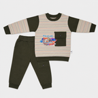Baby Boys 2-Piece Tracksuit Set | Travel Printed Sweatshirt & Cargo Jogger Pants | 0–3 Years
