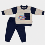 Baby Boys 2-Piece Tracksuit Set | Travel Printed Sweatshirt & Cargo Jogger Pants | 0–3 Years