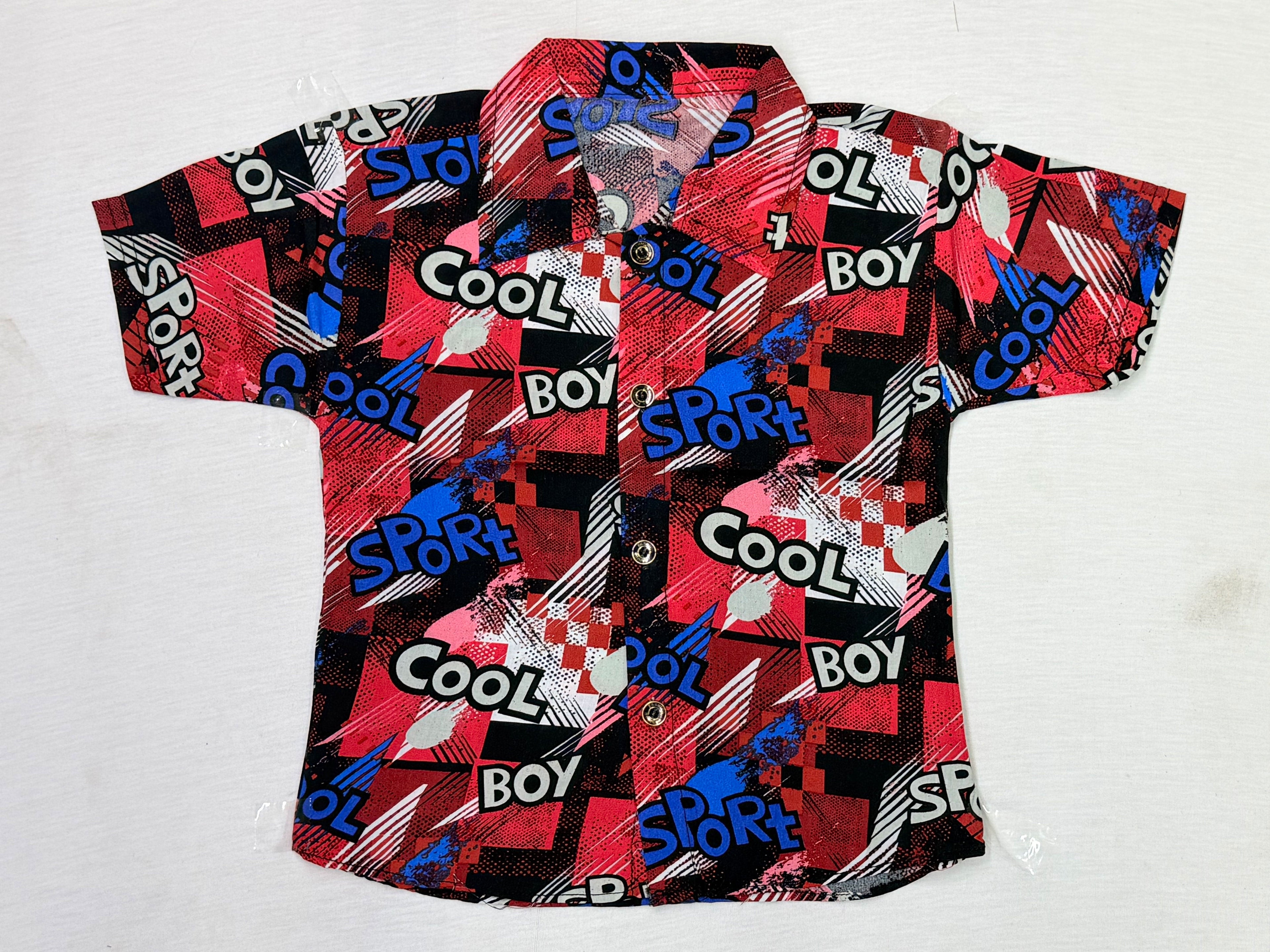 Red Graphic Linen Boys 2 Piece Summer Outfit 1 To 4 Years | Lamtar Kids
