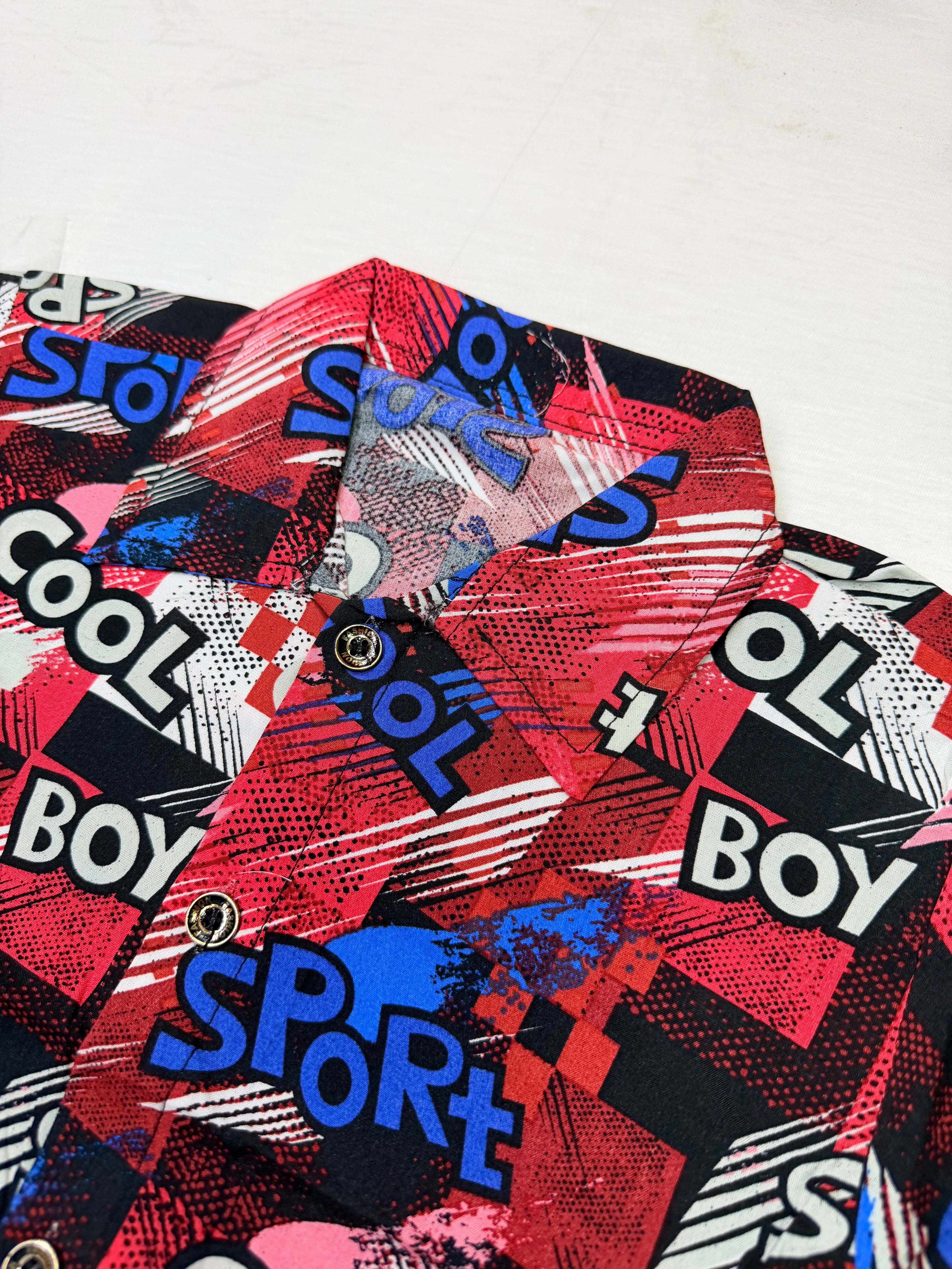 Red Graphic Linen Boys 2 Piece Summer Outfit 1 To 4 Years | Lamtar Kids