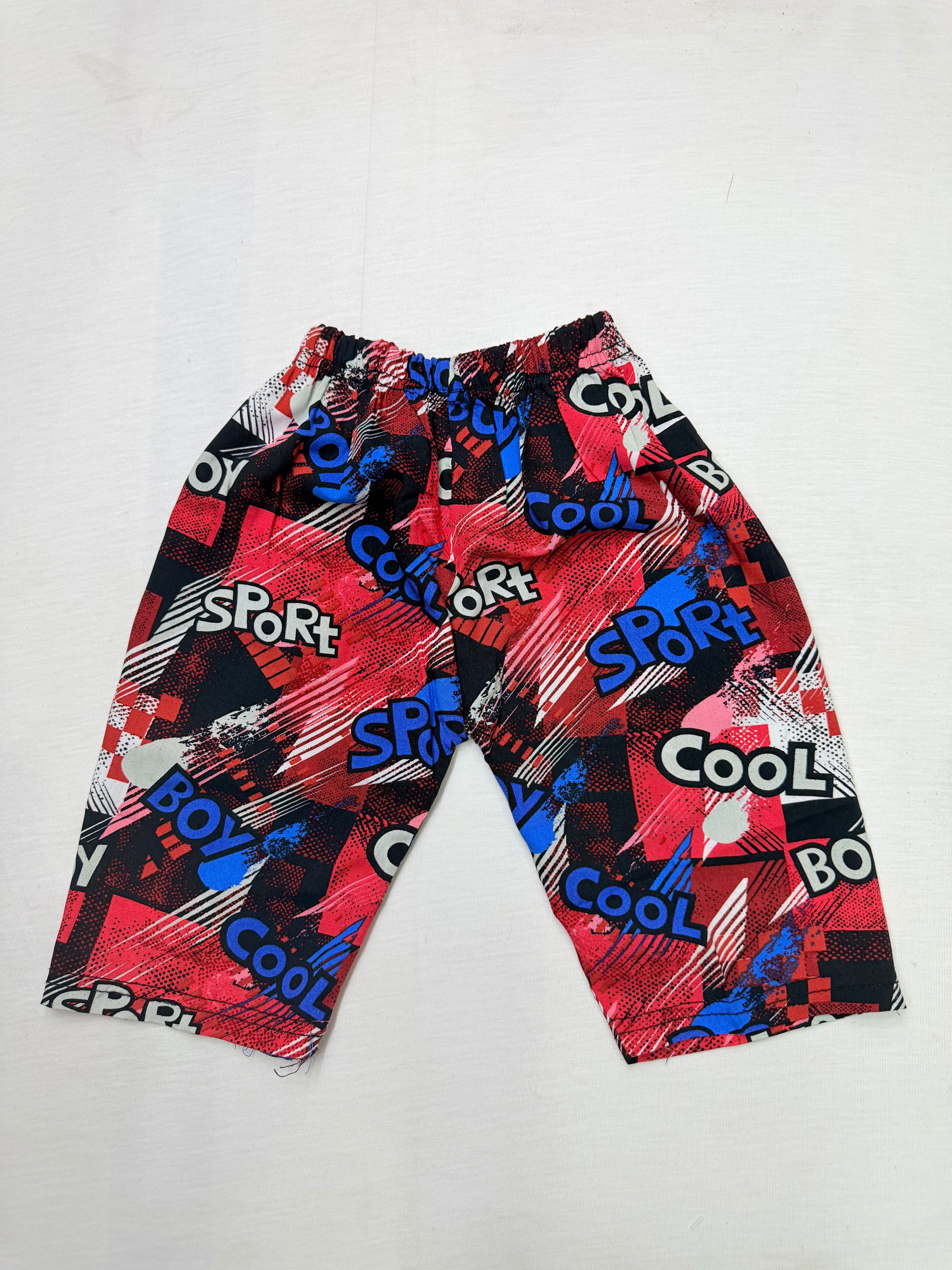 Red Graphic Linen Boys 2 Piece Summer Outfit 1 To 4 Years | Lamtar Kids
