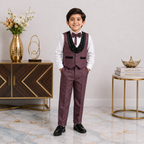 Boys 4-Piece Premium Waistcoat Suit for Kids | Shirt, Waistcoat, Pant & Bow Tie