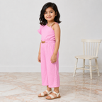 Girls Imported Jersey One Shoulder Jumpsuit – Pink Fancy Outfit | Lamtar Kids