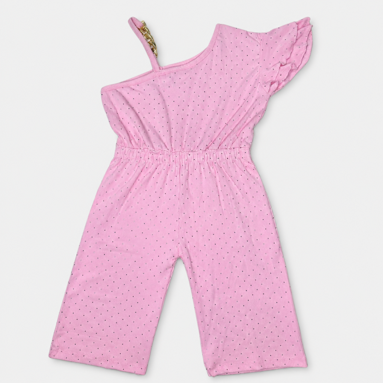 Girls Imported Jersey One Shoulder Jumpsuit – Pink Fancy Outfit | Lamtar Kids