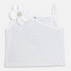 Baby Girl White One Shoulder Top with Green Cotton Shorts – Premium Jersey 2 Piece Summer Suit
