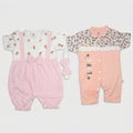 PACK OF 2 CUTE BABY GIRL FINE JERSEY ROMPERS WITH HEADBAND