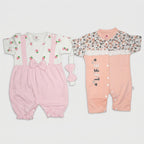 PACK OF 2 CUTE BABY GIRL FINE JERSEY ROMPERS WITH HEADBAND