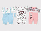 Pack of 3| Baby Girls Fine Jersey Romper| 0-9 Months – Newborn Summer Wear