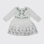 KIDS 2-PIECE WHITE & GREEN EMBROIDERED FROCK SUIT (14 AUGUST SPECIAL)
