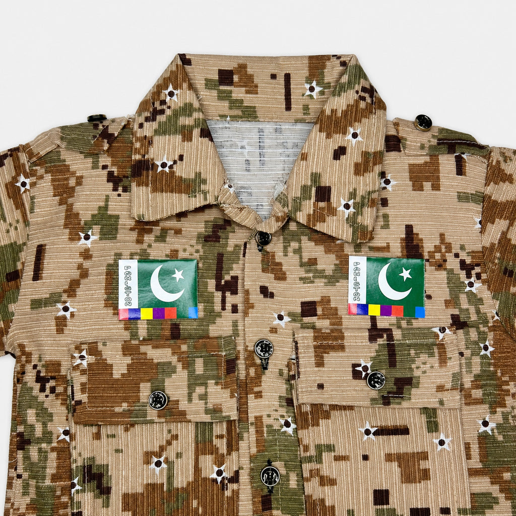 Boys Cotton Commando Suit 1-4 Years – Army Camouflage Shirt, Trouser & Cap Set