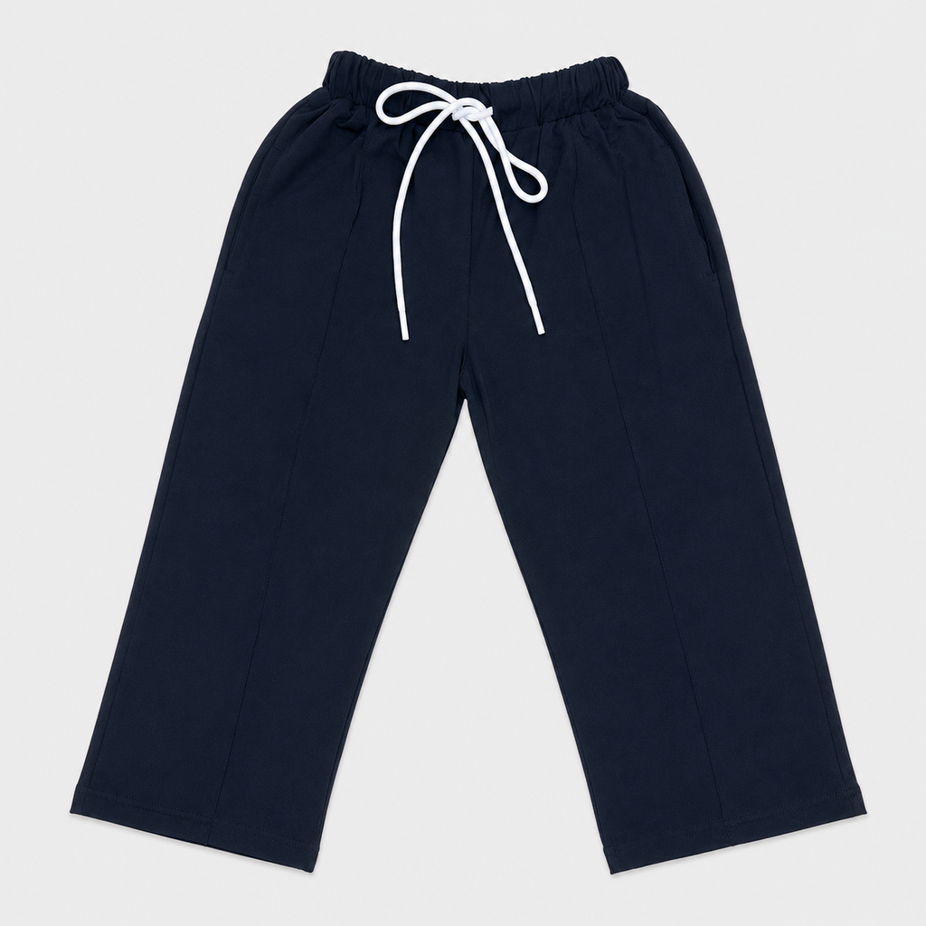 Kids Plain Wide-Leg Drawstring Pants | Comfortable Casual Trousers Unisex