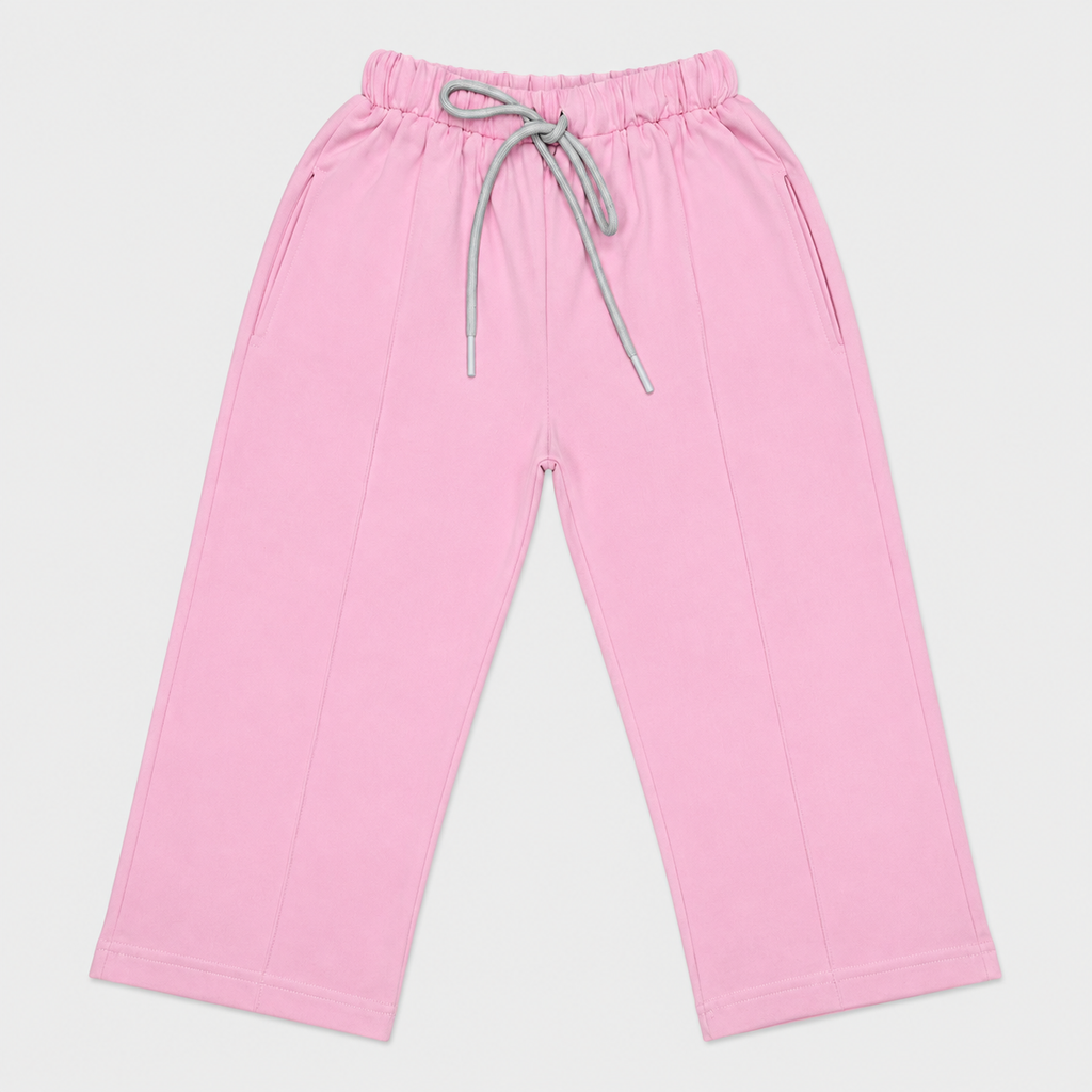 Kids Plain Wide-Leg Drawstring Pants | Comfortable Casual Trousers Unisex