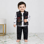 Boys 3 Piece Cotton Suit 6 Months-4 Years – Denim Style Jacket Trouser with Fine Interlock Inner