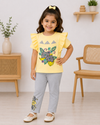 Girls Floral Printed Ruffle Sleeve 2-Piece Set | Kids Summer Outfit