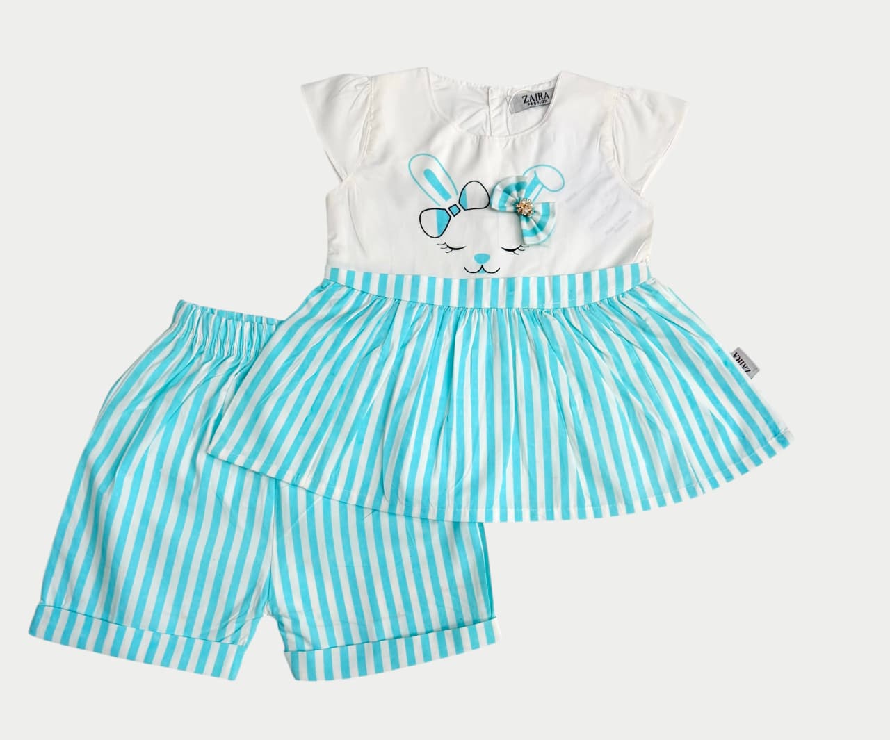Cute Bunny Print Soft Cotton 2 Piece Outfit for Baby Girls | Lamtar kids