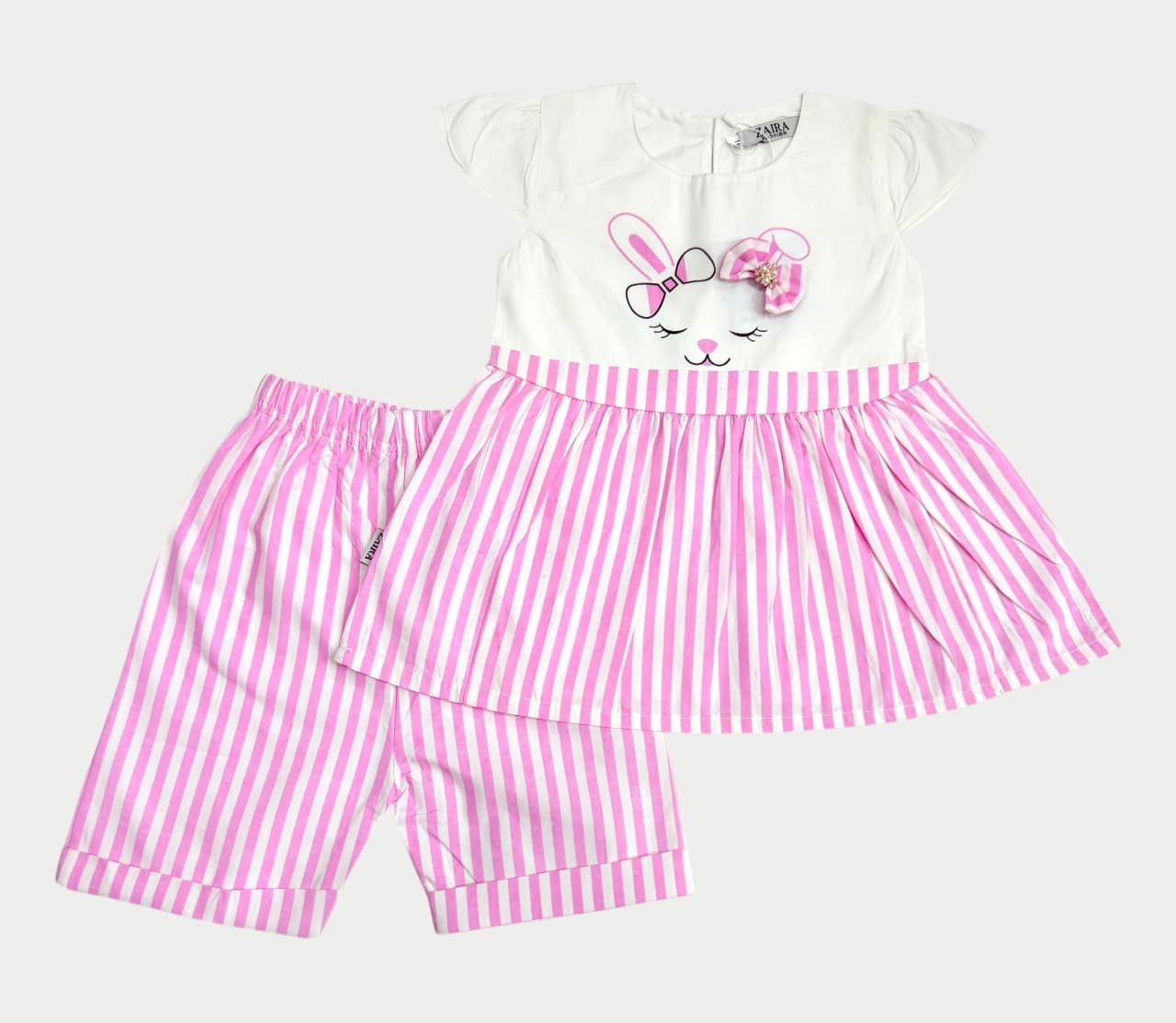 Cute Bunny Print Soft Cotton 2 Piece Outfit for Baby Girls | Lamtar kids
