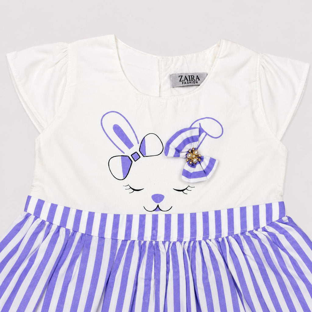 Baby Girls Purple Bunny Soft Cotton 2 Piece Summer Dress Set | Lamtar Kids