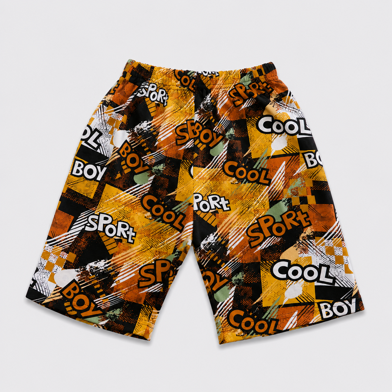 Mustard Printed Linen Summer Shirt & Shorts Set for Boys (1–4 Years)  | Lamtar Kids