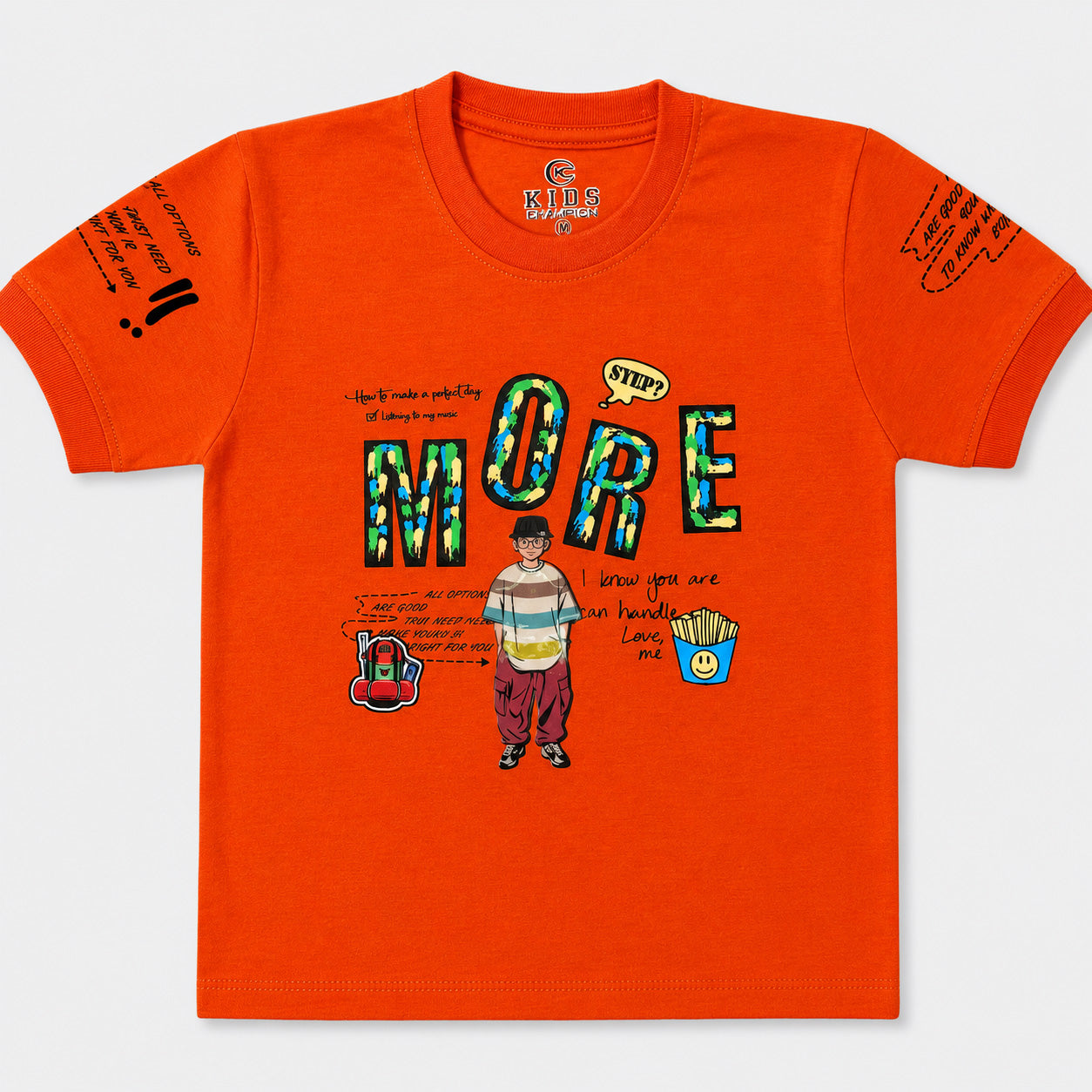 Boys Jersey Short Suit – Orange Black 2 Piece Summer Set | Lamtar Kids