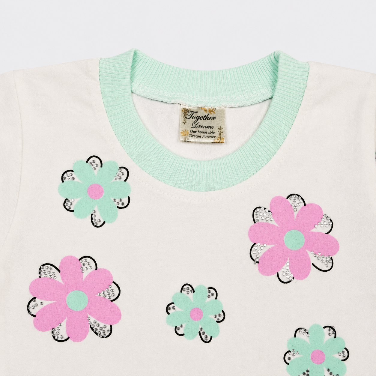 Baby Girls Printed Jersey 2-Piece Set | Floral Full Sleeve Top & Wide-Leg Trouser