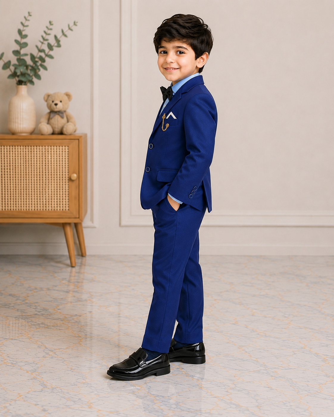 Boys 5-Piece Royal Blue Formal Suit | Blazer, Pant & Shirt