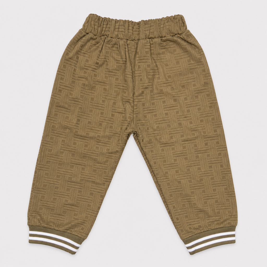Boys Pre-Winter 2 Piece Bear Printed Sweatshirt & Jogger Set – Textured Warm Outfit