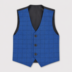 Boys 5 Piece Blue Tuxedo Suit – Check Formal Party Wear | 3–9 Years