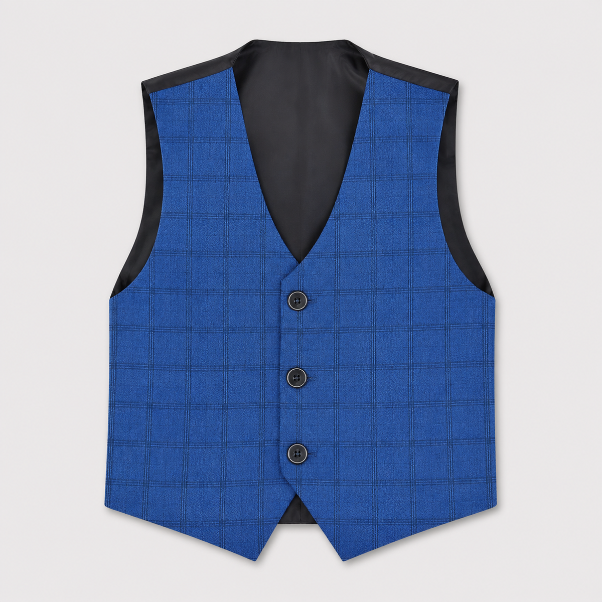 Boys 5 Piece Blue Tuxedo Suit – Check Formal Party Wear | 3–9 Years
