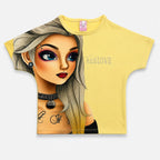 Girls Imported Jersey Graphic Short Suit – Yellow Black | Lamtar Kids