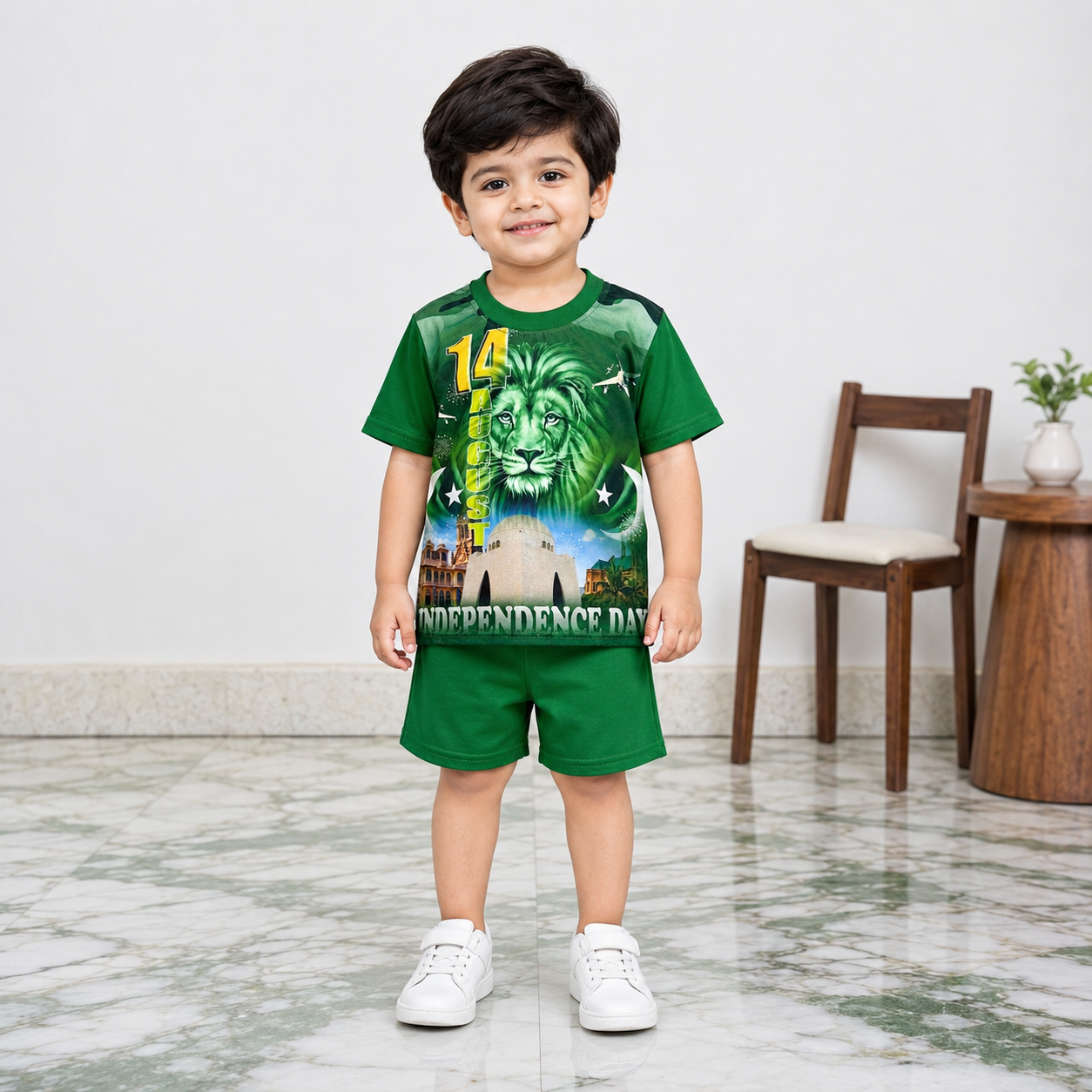 Boys Independence Day Lion Print Jersey Short Suit – 1-4 Years