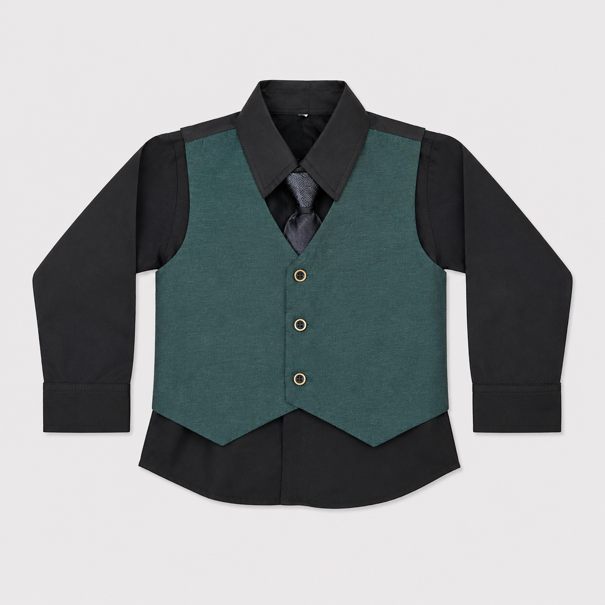 Boys Premium 5-Piece Tuxedo Suit – Green Formal Suit with Waistcoat, Shirt & Tie