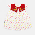 Girls Fancy Cotton Top with Twill Cotton Trouser – Red White