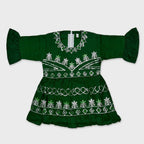Baby Girl All-Green Embroidered Azadi Suit with Matching Bag (1-4 Years)