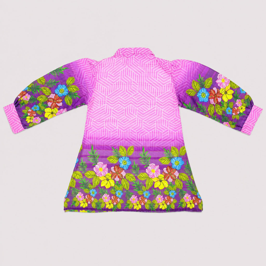 Girls Printed Chiffon 3 Piece Suit – Pink Floral Kids Dress | Lamtar Kids