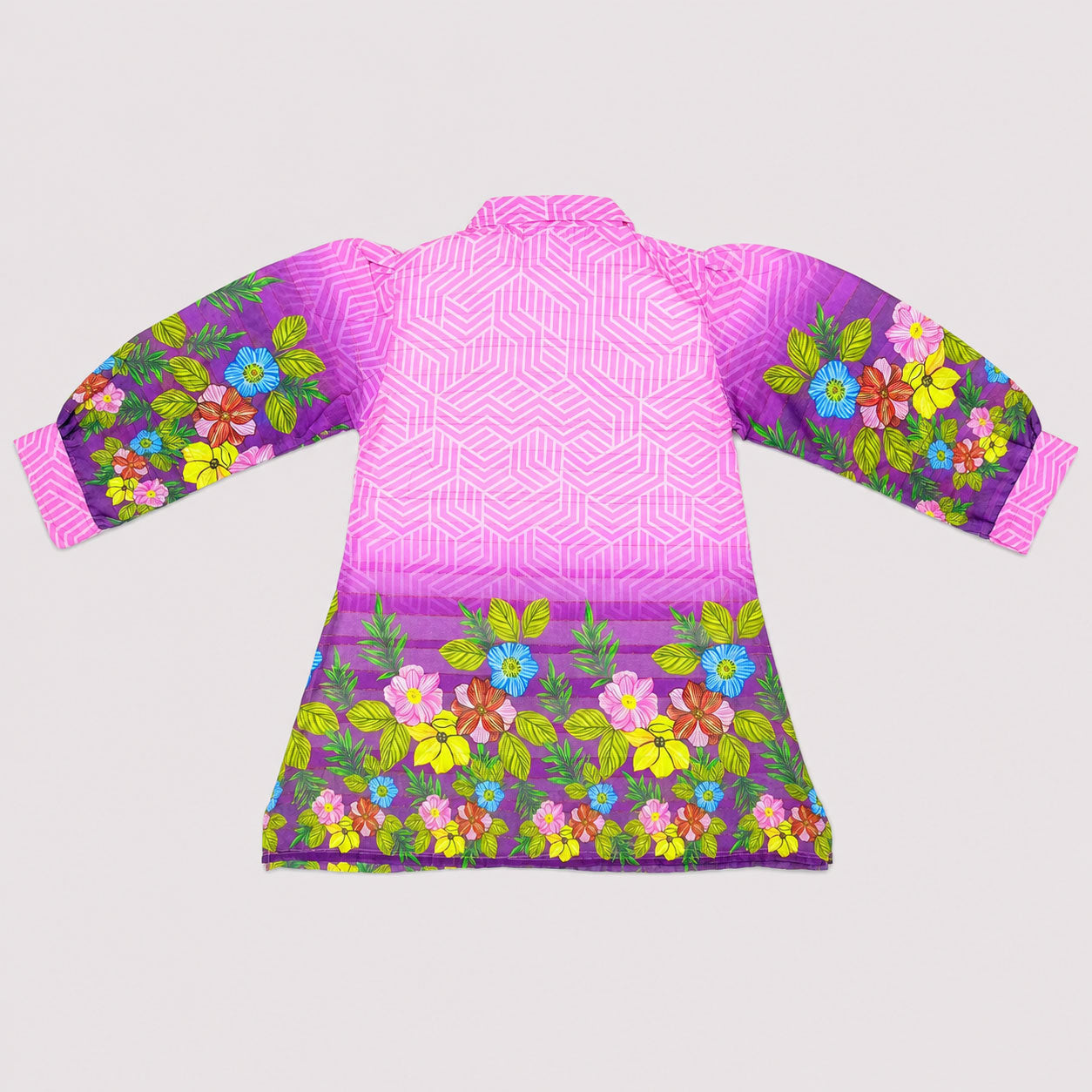 Girls Printed Chiffon 3 Piece Suit – Pink Floral Kids Dress | Lamtar Kids