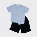 BABY GIRL 2-PIECE FINE JERSEY OUTFIT (EMBELLISHED TOP & RUFFLE SHORTS) 1-2 YEARS - AVAILABLE IN 2 COLORS
