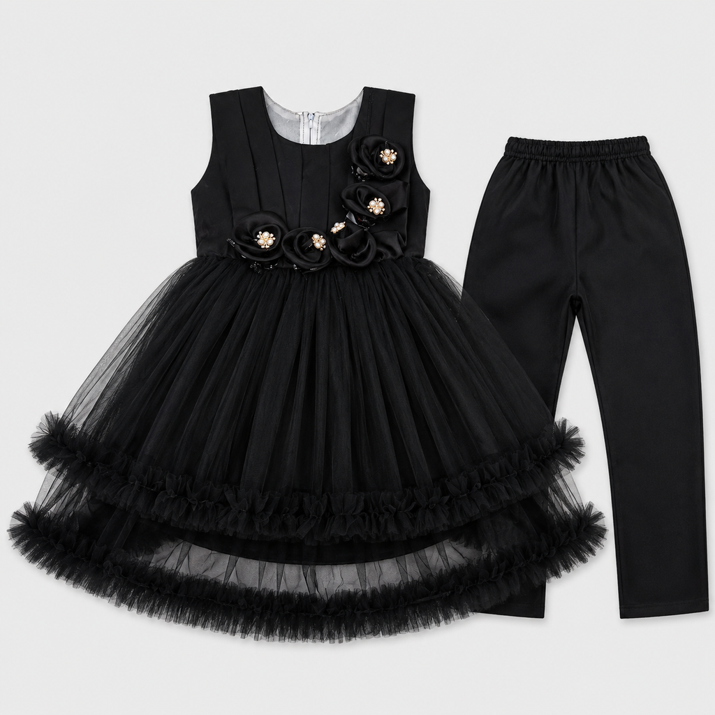 Girls Fancy Party Wear Frock with Trouser – Elegant Kids Frock for Girls